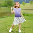 thumbnail image 5 of YTCAMLO Gradient Printed Girls Chiffon Blouses Casual Fashion Comfy T Shirts Ruffle Sleeve Tunic Tees Loose Flowy Flutter Tops, Purple1 3-4 Years, 5 of 7