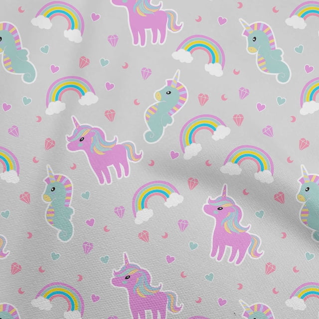 oneOone Rayon Light Gray Fabric Kawai Craft Projects Decor Fabric Printed By The Yard 56 Inch Wide-DB
