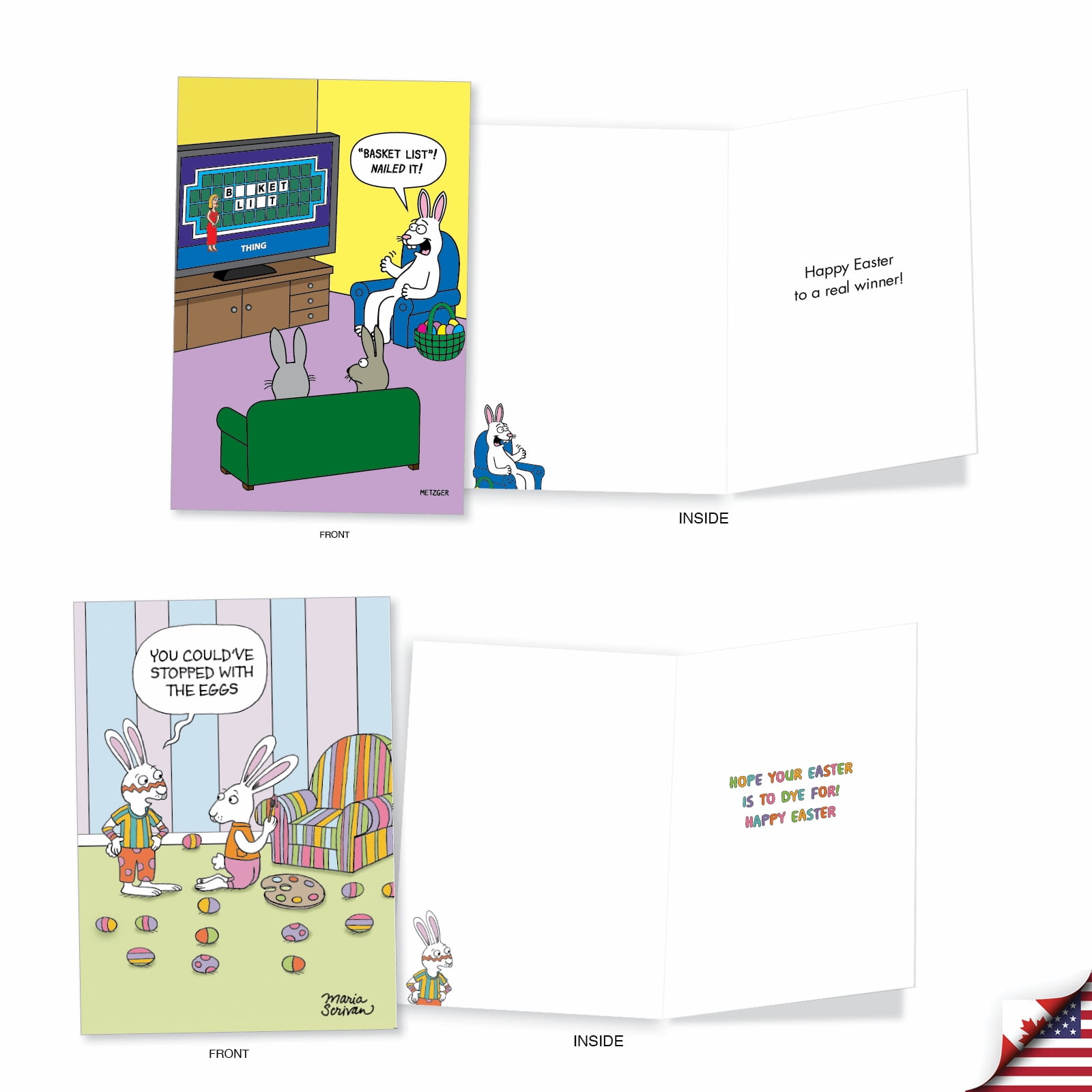 NobleWorks 20 Assorted Box Set Funny Easter Greeting Cards w/5 x 7 Inch Envelopes (20 Designs, 1 Each) Eastertime Fun AC10362EAG-B1x20