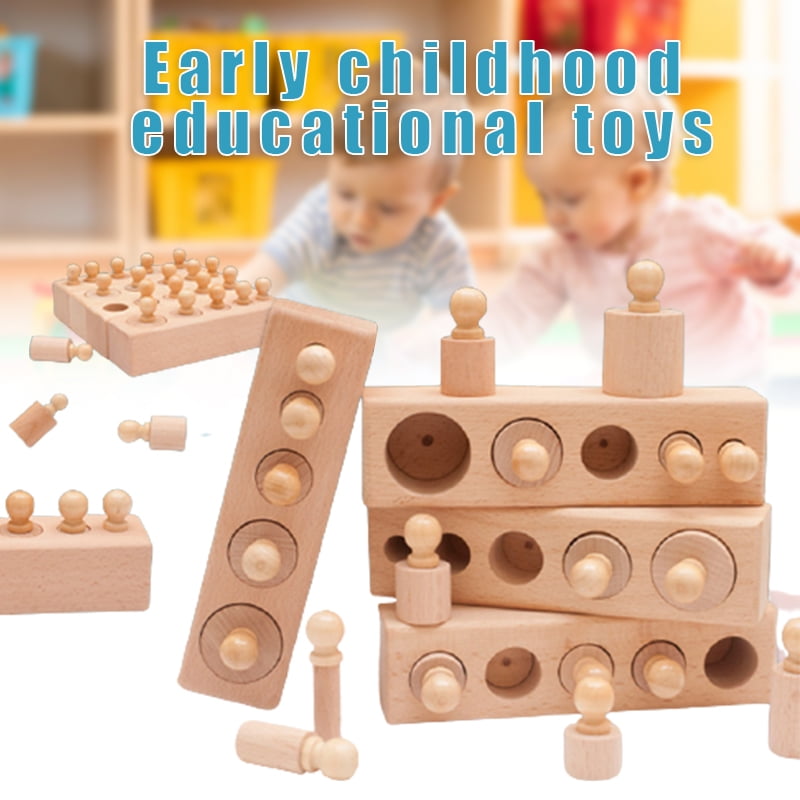 Cylinders Wooden Block Toy Set Montessori Hand-Eye Coordination Material 