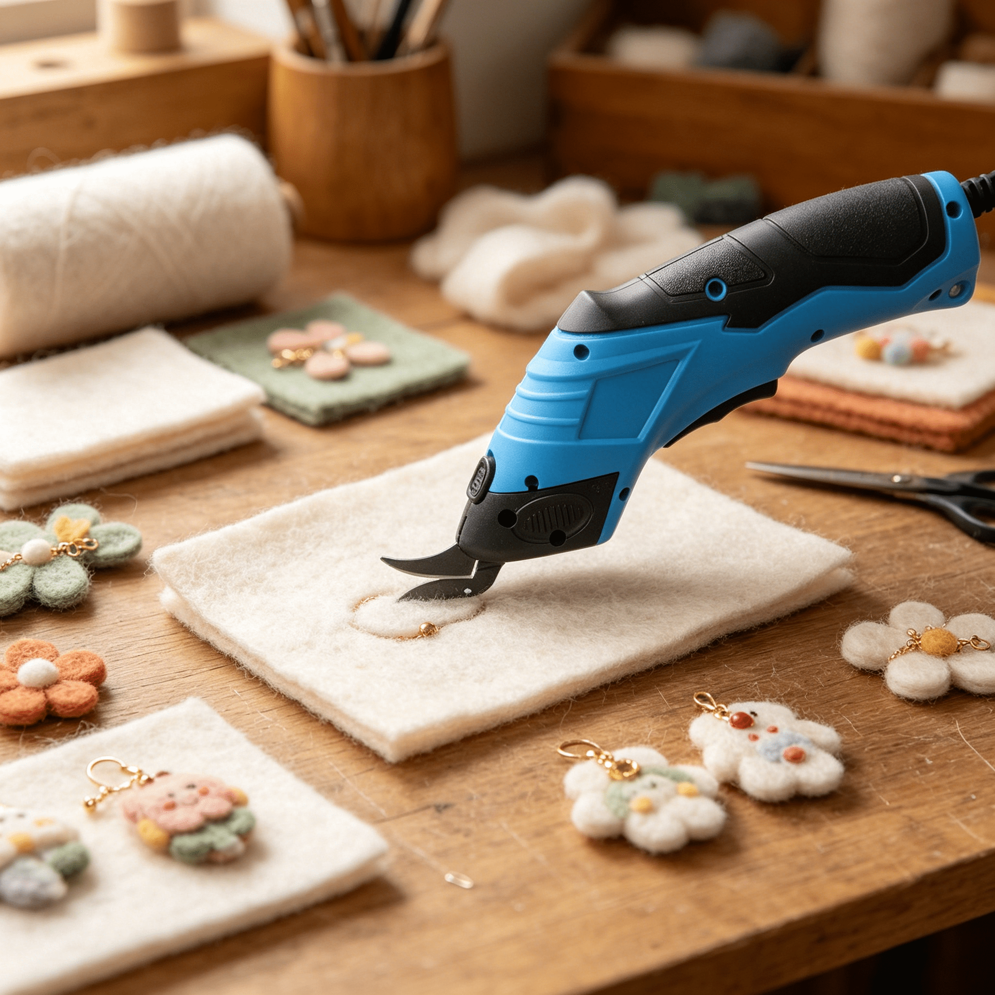 EXLEAF 2026 New Electric Scissors Cloth Cutting Machine Pvc Leather Sewing with Spare Blade Tool,For Fabric Cutting,Sewing,Crafting,Diy Projects,Upholstery,Leather Work.