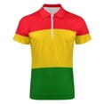thumbnail image 4 of Flag of Guinea Men Zipper T-shirt Summer Casual Short Sleeve T-shirt Top, 4 of 7