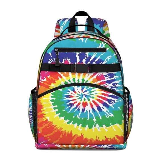 Colorful Tie Dye Pattern Backpack for School,Cute School Bag,Schoolbag with Adjustable Shoulder Straps & Padded Back,15.25"x11.5"x5.25"