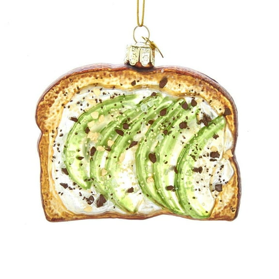 Kurt Adler Noble Gems 4.25-Inch Brown and Green Avocado Toast Christmas Ornament