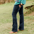 thumbnail image 5 of The Pioneer Woman Pull On Embroidered Bootcut Jeans, 32” Inseam, Sizes XS-3X, Women's and Women's Plus, 5 of 6
