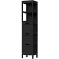 thumbnail image 5 of Yaheetech Modern Narrow Bathroom Storage Cabinet with 3 Drawers and 2 Open Shelves, Black, 5 of 7