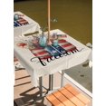 thumbnail image 2 of Outdoor Tablecloths with Umbrella Hole & Zipper, Independence Day 60x60 Inch Square Tablecloths, Spring Roses Flowers US Flag Rustic Plants Waterproof Table Cloth, Patio/Pool/Picnic Table Covers, 2 of 8