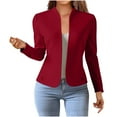 thumbnail image 2 of Uaswgudfs ​Women's Collarless Slim Fit Blazer - Open Front Structured Design with Contrast Piping Detail​, 2 of 9