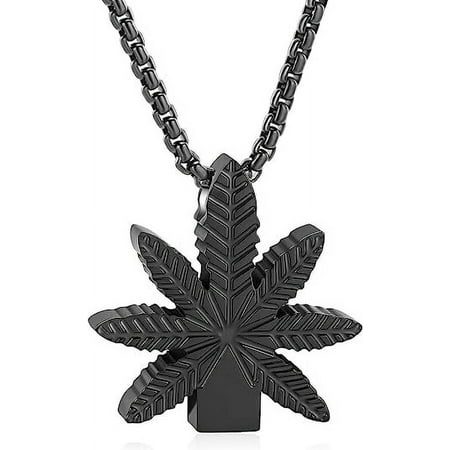 Stainless Steel Marijuana Leaves Urn Pendant Cremation Jewelry for Ashes Keepsake Memory Necklace