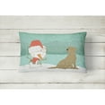 thumbnail image 2 of Carolines Treasures CK2048PW1216 Chocolate Labrador Snowman Christmas Canvas Fabric Decorative Pillow  12H x16W, 2 of 3