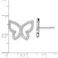 thumbnail image 2 of Auriga Fine Jewelry 925 Sterling Silver Rhodium-plated CZ Open Butterfly Post Stud Earrings for Women, 2 of 4