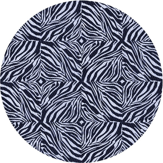 Ahgly Company Indoor Round Patterned Night Blue Area Rugs, 7' Round