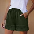 thumbnail image 3 of Pounoo Shorts for Women Solid Color Crochet Lace Hem Shorts Weekend Outings Breathable Versatile Relaxed Fit Everyday Bottoms Gift, 3 of 8