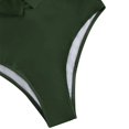 thumbnail image 3 of WREESH Womens One Piece Swimsuits Fashion Solid Color Leaf Flash Slim High Waist Bikini Swimsuit Sleeveless Bathing Suits Green, 3 of 6