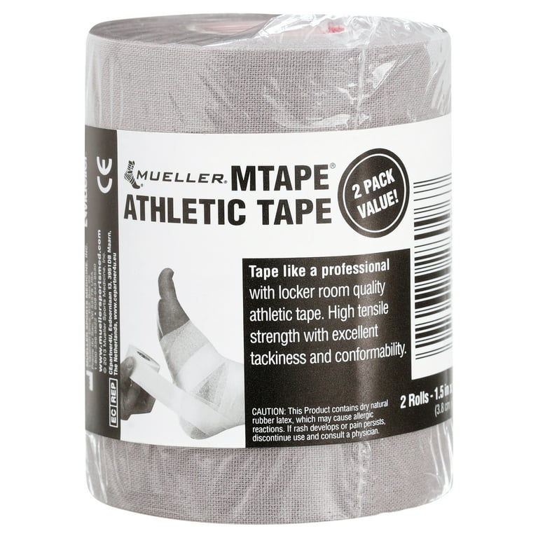 Mueller MTape Athletic Tape, Gray, 2 Pack, 1.5 x 10 yd each
