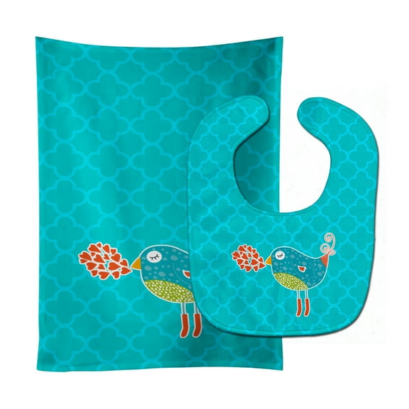 Birdy Love Baby Bib and Burp Cloth