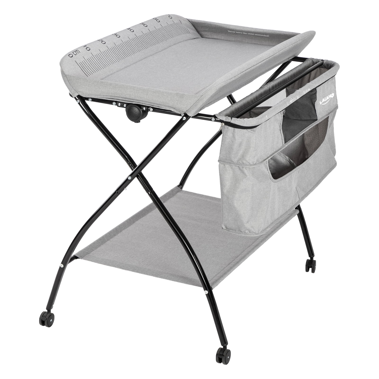 LALAHO Folding Baby Changing Table Diaper Table with Storage, Gray