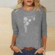 thumbnail image 4 of Camisetas Casuales de las Mujeres de Moda Impresa 3/4 Mangas Blusa Cuello Redondo para el Hogar Y Diario, 4 of 4