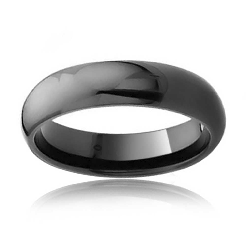 Plain Simple  Dome Black  Couples Titanium Wedding  Band Ring  