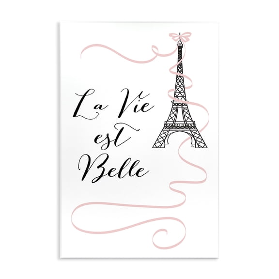 Stupell Industries Life Is Beautiful French Phrase Quotes and Sayings Painting Unframed Art Print Wall Art, 10 x 15