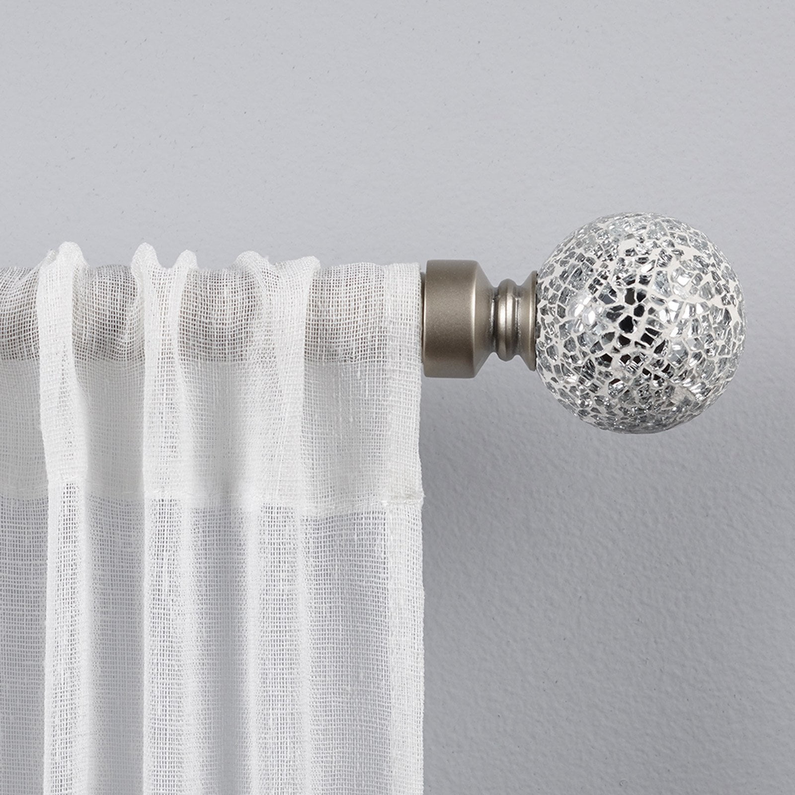Exclusive Home Curtains 1" White Mosaic Curtain Rod and Finial Set