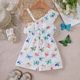 thumbnail image 2 of LIIPEE Girls Boys Onesie Cartoon Butterfly Printed Spaghetti Strap One-Shoulder Romper Lovely Vacation One-Pieces,White,3-4 Years, 2 of 8
