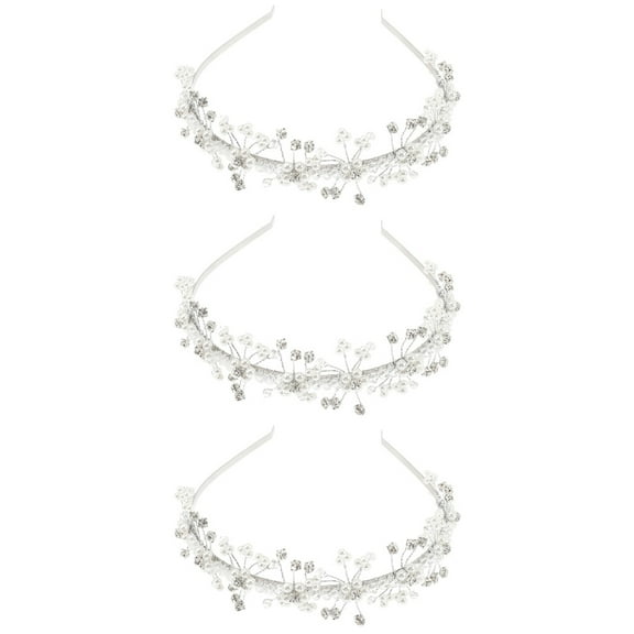 Set of 3 Flower Girl Wedding Headband Kids Bridesmaid Hair Toppers Accessories Child White