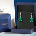 thumbnail image 5 of Gem Stone King 925 Silver and 10K Yellow Gold Green Nano Emerald and White Lab Grown Diamond Earrings for Women | 16.53 Cttw | Gemstone May Birthstone | Pear Shape 16X12MM, 5 of 6