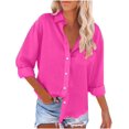 thumbnail image 1 of Generic Chemises à Boutons pour Femmes en Coton Rayé Chemise Décontractée Manches Longues Col Bureau Blouses Tops, 1 of 4
