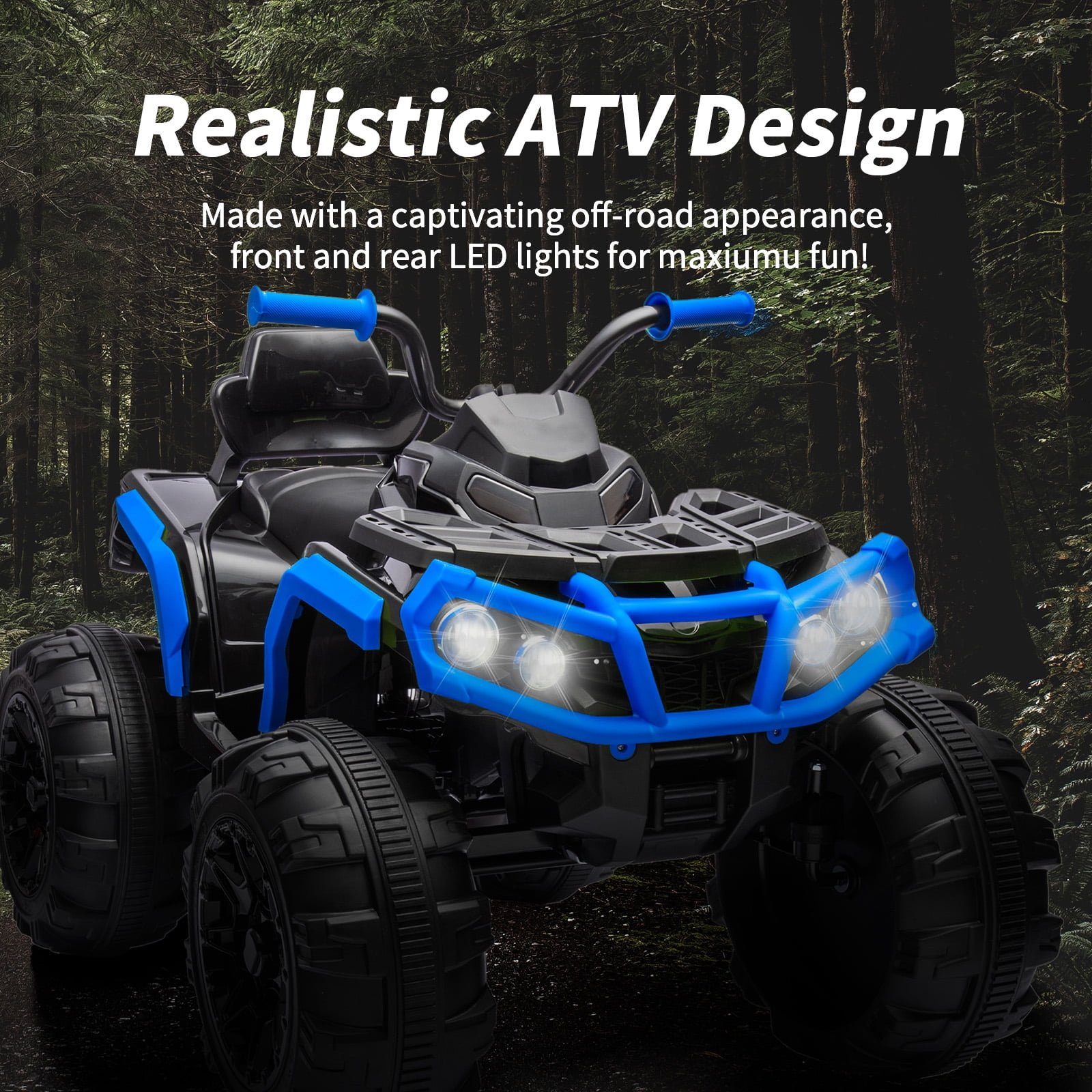 Hikiddo Kids ATV 4 Wheeler, 24V Kids Ride on Toy for Big Kid w/Bluetooth, 400W Motor - Blue
