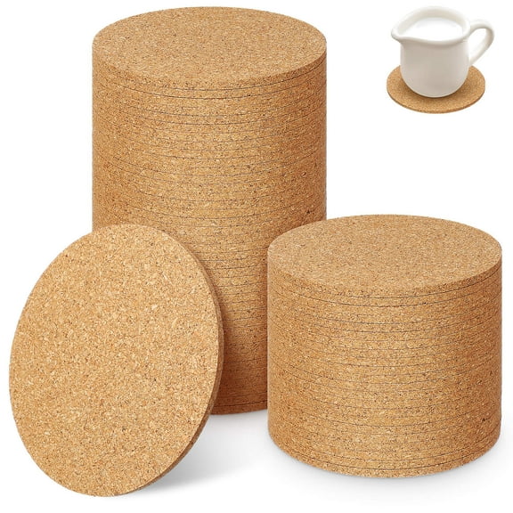 Masteelf 100 Pcs Cork Coasters Round Coasters Cork Cup Coasters Cork Pads Round Placemats Drinking Coasters Cup Coasters For Table