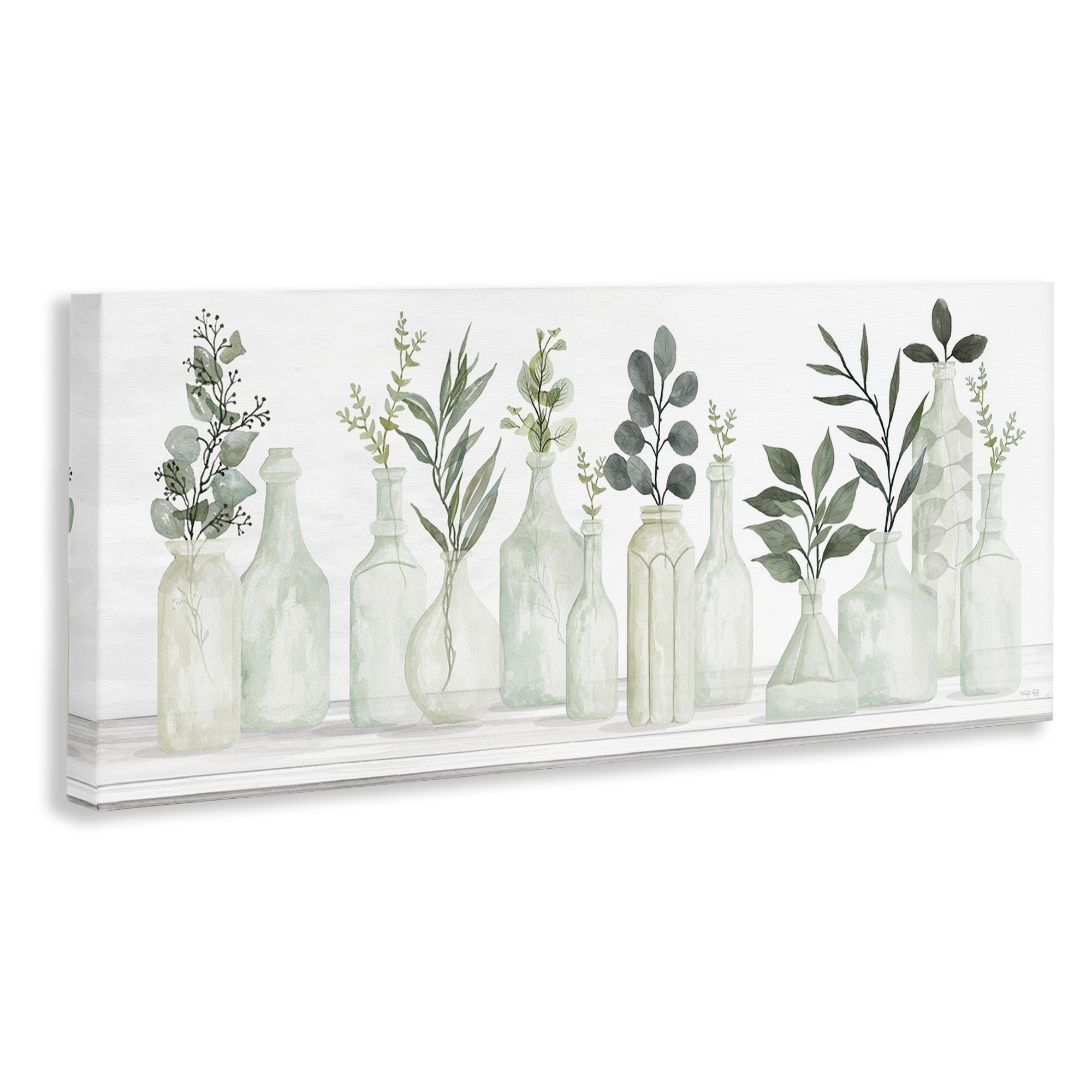 Stupell Industries Country Herb Jars Botanical & Floral Painting Gallery Wrapped Canvas Art Print Wall Art, 24 x 10