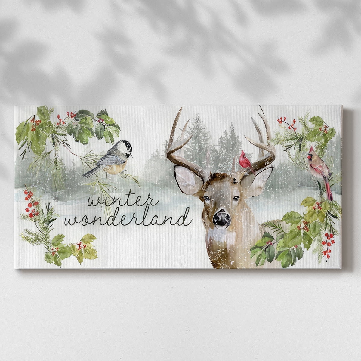 Holiday Deer Collection D- Gallery Wrapped Canvas