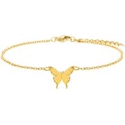 Angle View: Butterfly Anklet Dainty 18K Real Gold Ankle Jewelry Personalized Simple Initial Letter M Alphabet Unique Beach Gifts for Women Her Girls Mom Daughter Sister Wife Girlfriend H -