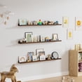 thumbnail image 5 of Long Floating Shelves for Wall, 48 inch Solid Wood Picture Ledge Shelf, Picture Shelf for Wall with Ledge, Floating Book Shelves for Living Room Bedroom Kitchen Nursery Decor, Walnut, Set of 2, 5 of 7