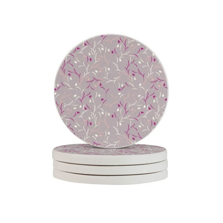 

Circular Drink Coasters Set Flower Pattern Beautiful Home Decor Diatomite Heat-Resistant Diatomite Protect Table Countertop