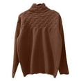 thumbnail image 4 of Brown Sweatshirt for Women Turtleneck Sweater Women Cowl Neck Sweater for Women Fall Clothes, 4 of 4