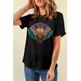 thumbnail image 5 of Women's Black Glitter Turkey Graphic Thanksgiving T-Shirt | [ZhiHiMeRi] | (US 20-22)2XL, 5 of 8