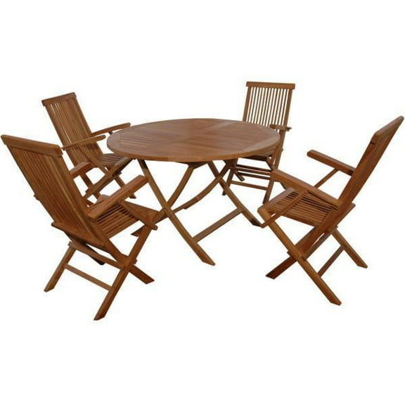 Teak Bahama Classic Folding Armchair 5-Pieces Dining Set