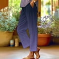 thumbnail image 2 of Bovemsi Womens Pants Women's Linen Wide Leg Loose Gradient Court Travel Pants, 2 of 9