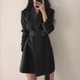 thumbnail image 2 of Baberdicy Lady Trench Coat Women's Tailored Collar Solid Color Relaxed and Casual Long Sleeved Mid Length Version Coat Trenchcoat Women's Black, 2 of 6