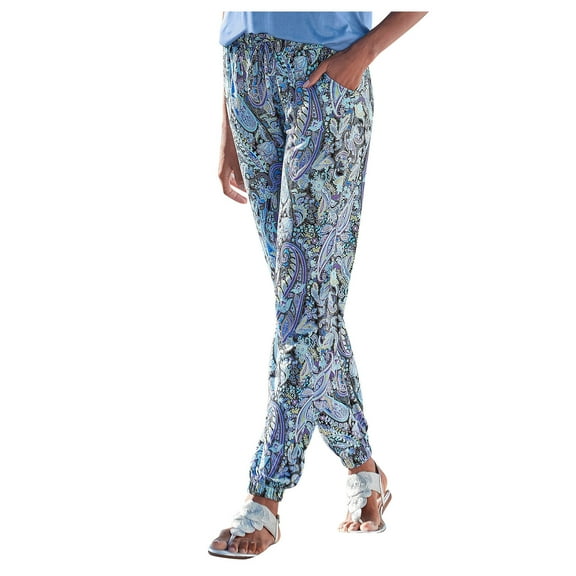 Jamsmile Women Pants High Waist Floral Print Trousers Boho Beach Pockets Long Pants Flowy Lightweight Summer Beach Loose Trousers