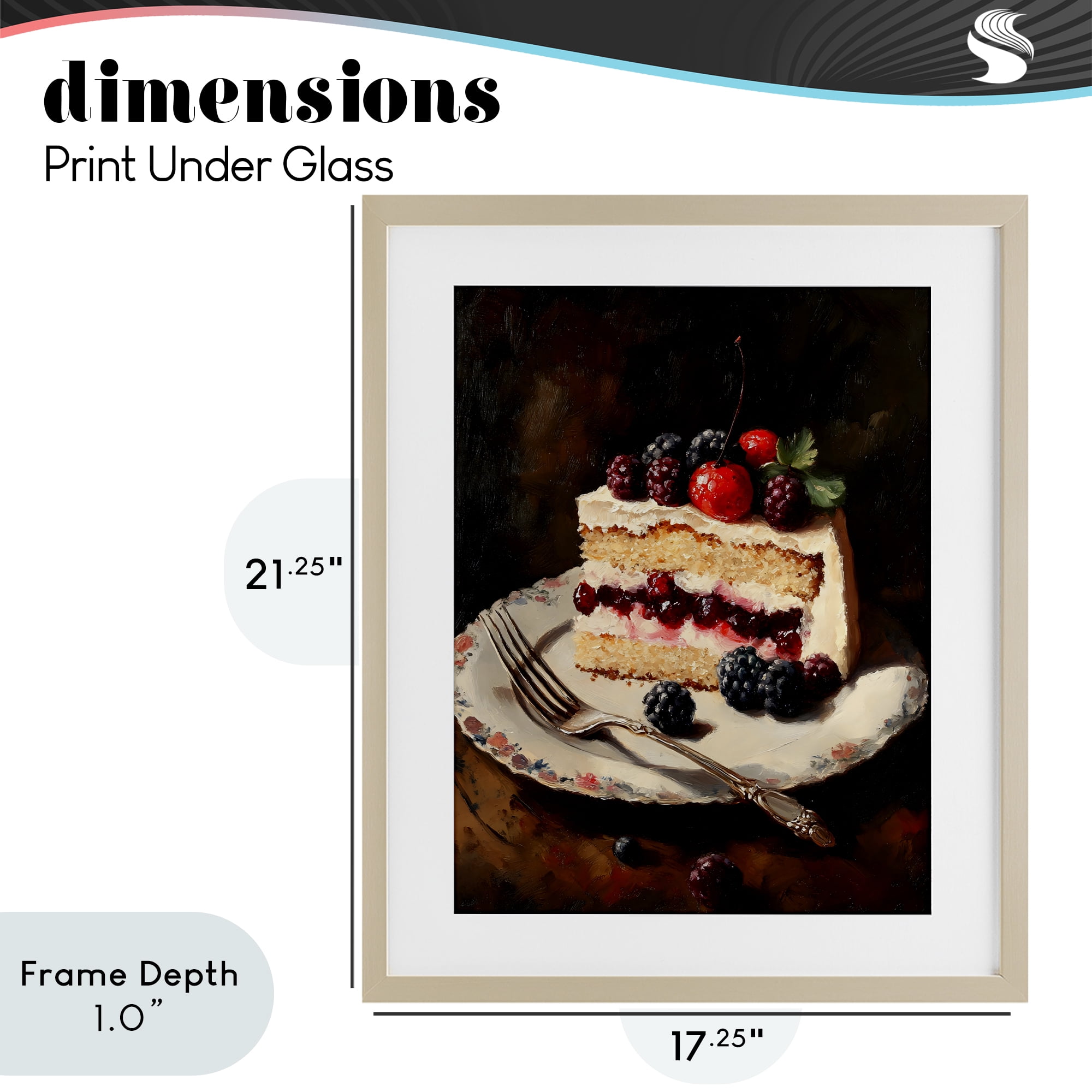 Stupell Industries Berry Topped Cake Slice Birch Framed Print Under Glass, design by Franklyn Gregory