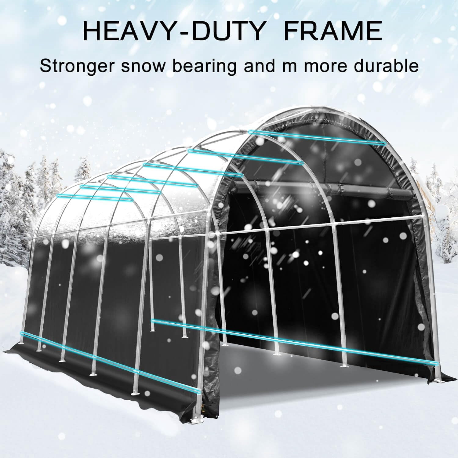 Hommow Portable Garage, 10' x 20' x 9.8' Heavy Duty Carport with All-Steel Metal Frame, Anti-Snow Storage Tent