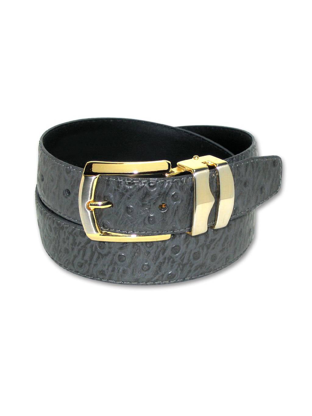 Mens Belt Reversible Wide Bonded Leather Silver-Tone Buckle BLACK//Charcoal