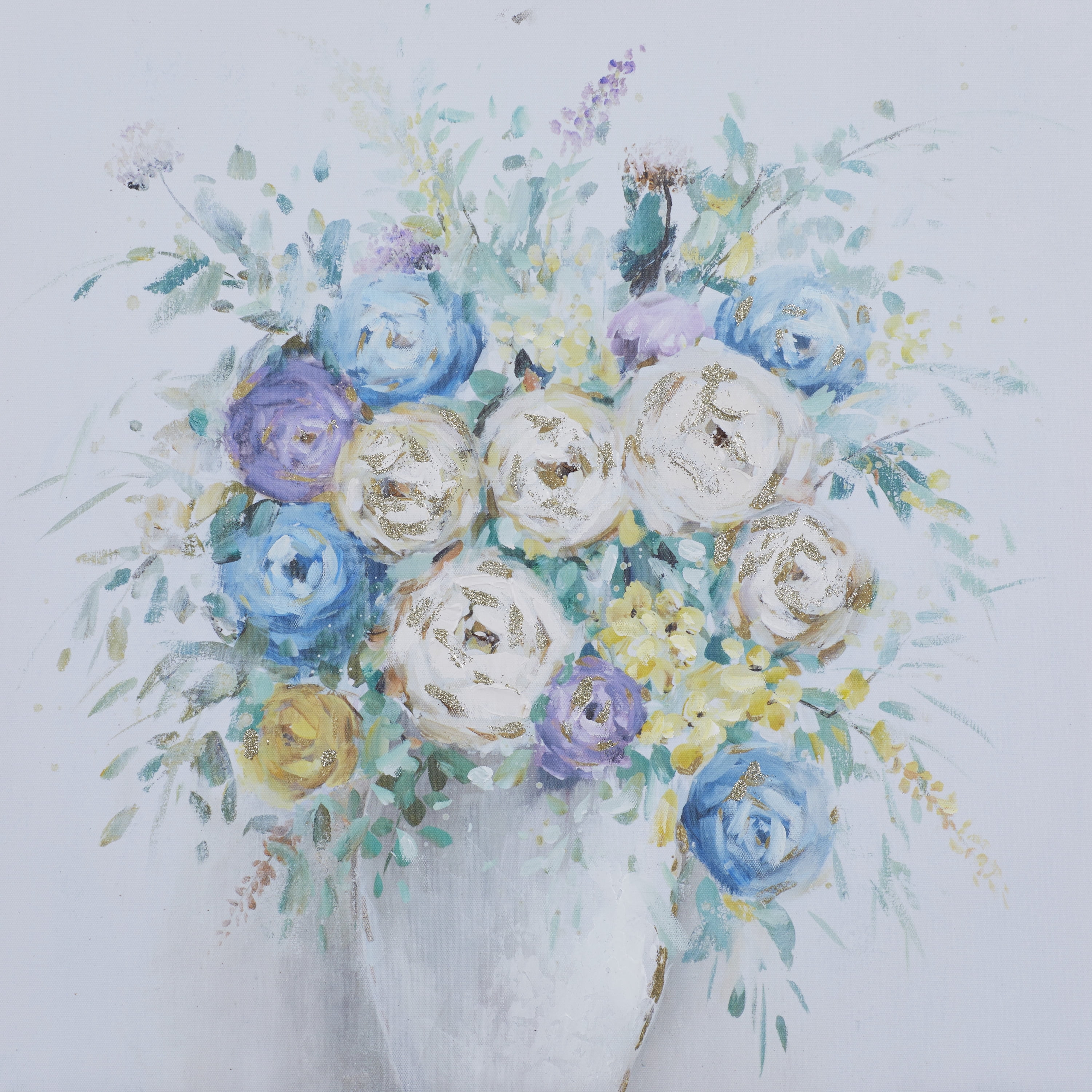 24" x 24" Bouquet Floral Framed Wall Art with Gold Frame, by DecMode