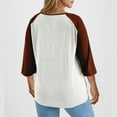 thumbnail image 6 of Fesfesfes Women's Plus Size Tops Trendy Color Blocked Three-Quarter Sleeves Classic Round Neck T-shirt Loose Comfy Easy Pairing with Jeans(White,L), 6 of 7