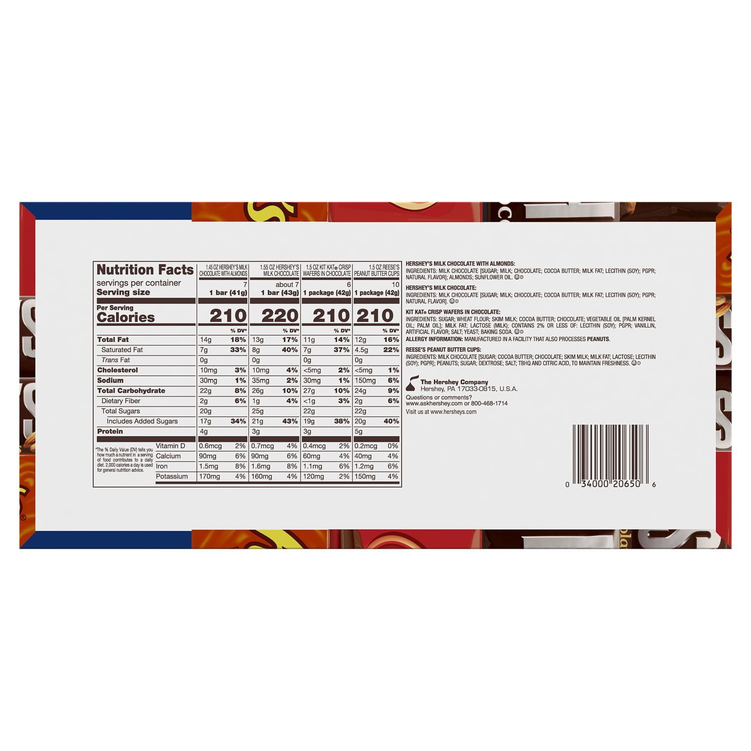 Hershey's, Full Size Variety Pack Candy Bars, 30 Ct