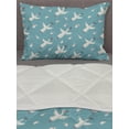 thumbnail image 3 of Party Comforter & Sham Bedding Set, Flying Stork Birds with Twigs and Little Motherhood Composition Warm Colors, 3 pcs Duvet Set Microfiber Filling Quilt, 5 Sizes, Vermilion White Blue, by Ambesonne, 3 of 4