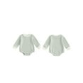 thumbnail image 3 of Aojekbee Toddler Waffle Sweatshirt Romper Casual Stripe Print Baby Long Sleeve Jumpsuit for Newborn Girl Boy Cute Clothes, 3 of 10